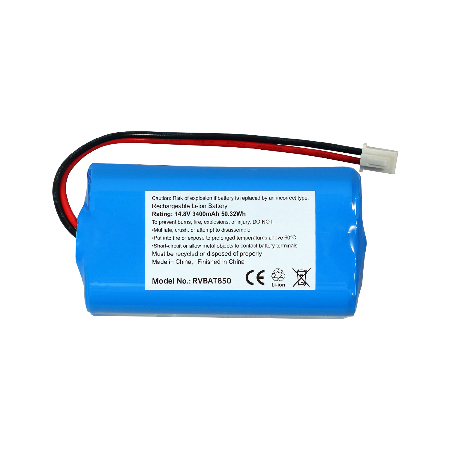 Rechargeable Lithium-ion Battery for RVBAT850 Shark RVBAT850 R75 RV761 RV850C RV1000S RV1100VL RV101AE UR1000SR RV700N RV720N 14.8V 3400mAh Sweeper Vacuum Cleaner Battery