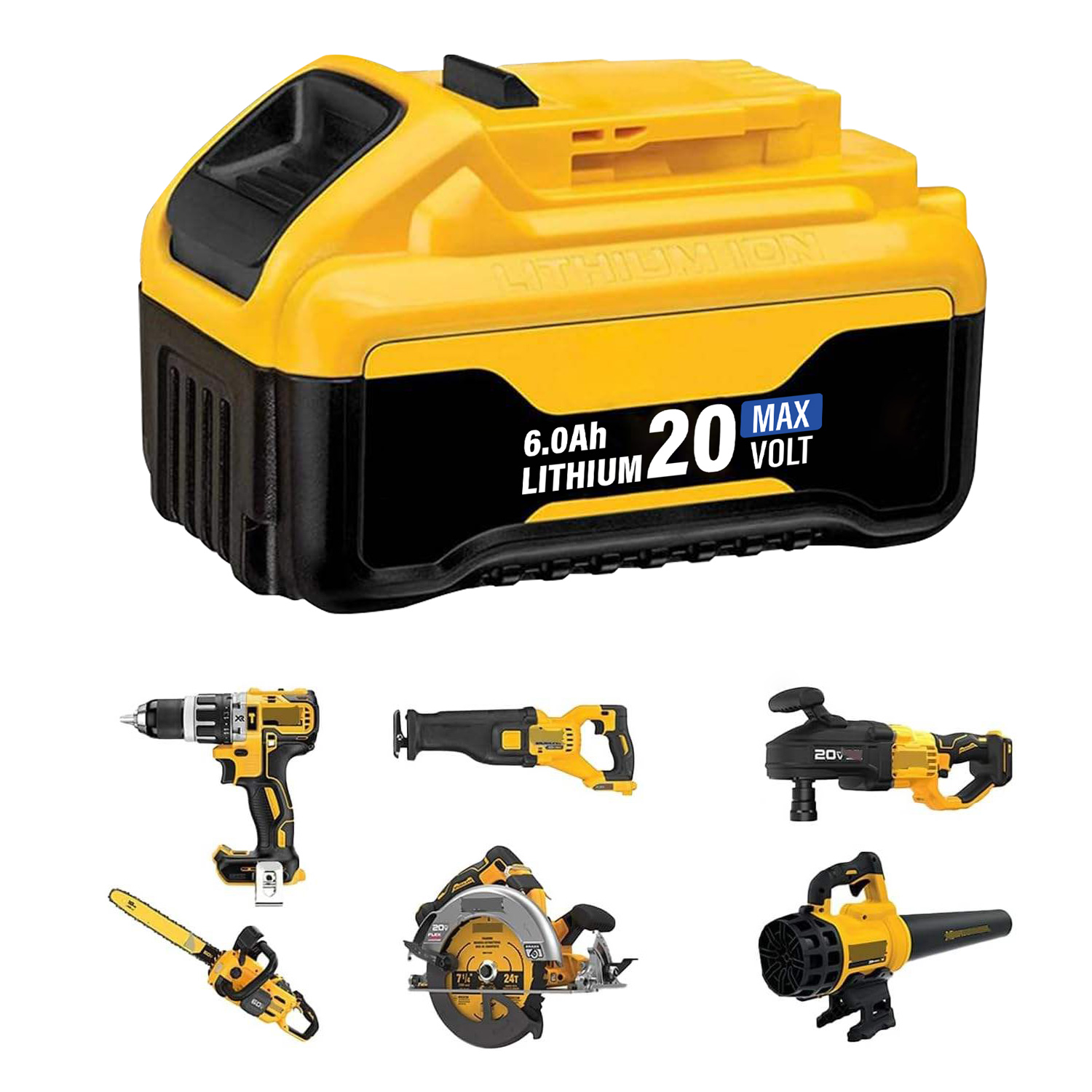 6.0Ah DCB206 Replacement for Dewalt 20v Max Battery Lithium Compatible with Dewalt 20 Volt Battery Compatible with 20v DCB206 DCB201 DCB203 DCB207 DCB205 DCB204