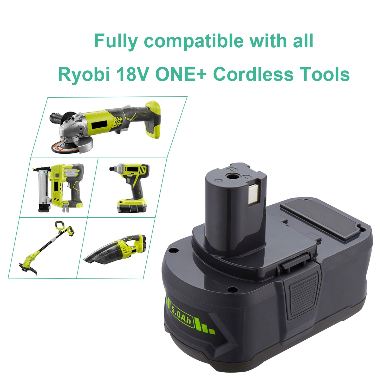 18V 5.0Ah Lithium-Ion Replacement Battery Pack for Ryobi P102 P103 P104 P105 P107 P108 P109 P190 Cordless Power Tools Batteries
