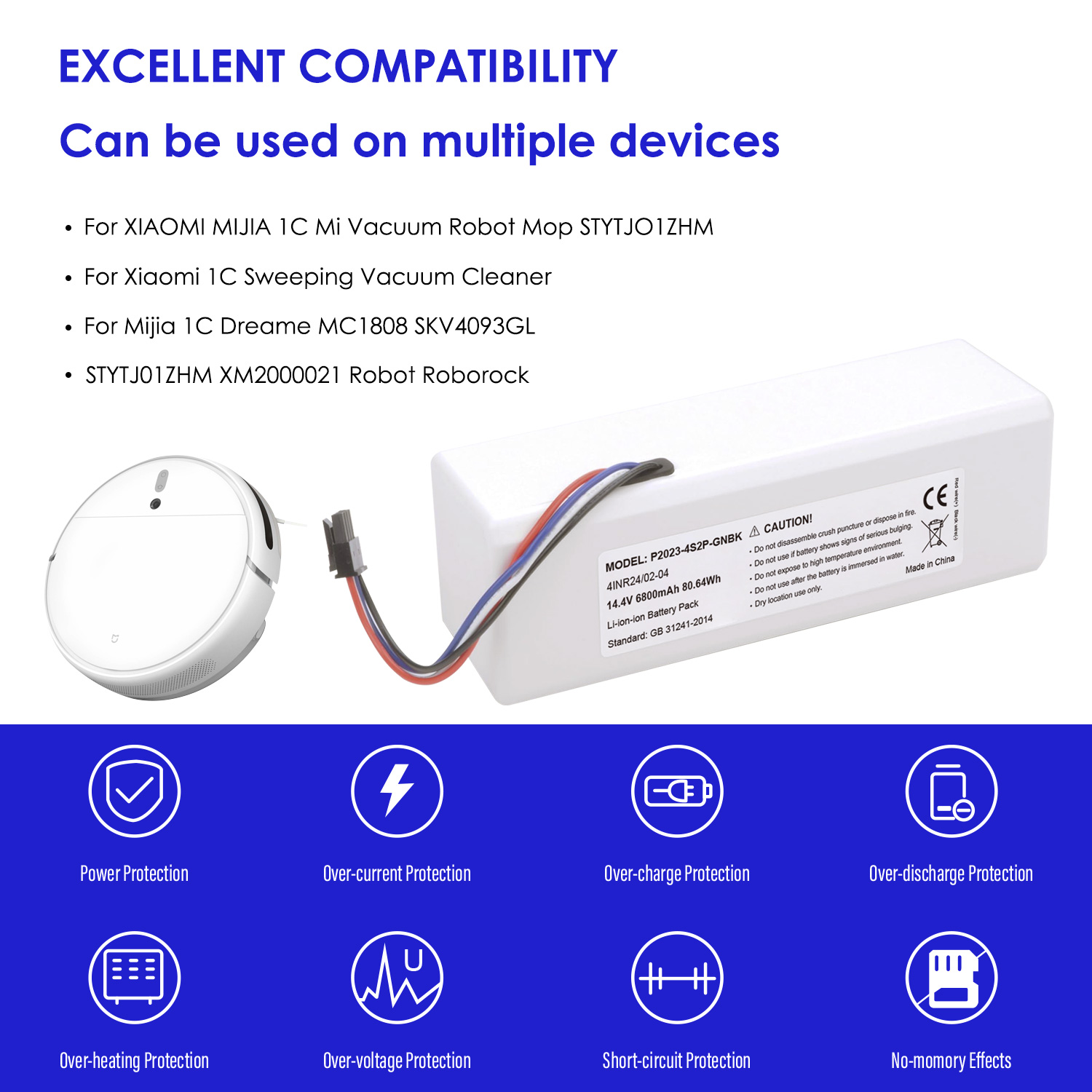 Batterie CELLONIC 2600mAh Pour Roborock 1C / Dreame MC1808 - Compatible Xiaomi SKV4093GL, STYTJ01ZHM - 14.4V Li-Ion