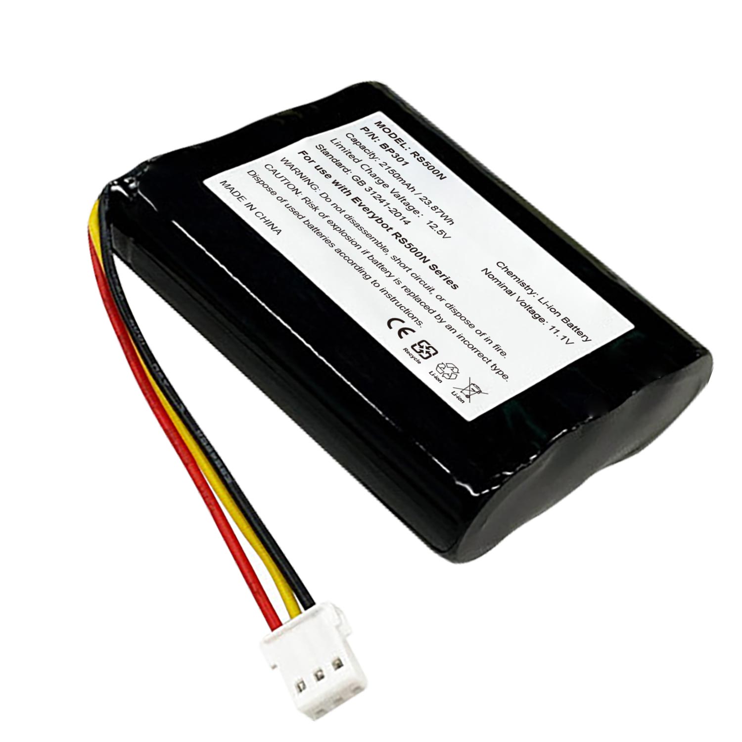 11.1V 2150mAh Lithium Ion Replacement Vacuum Cleaner Sweeper Battery for Everybot RS500N