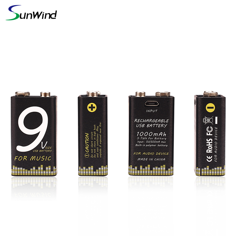 9V 1000mAh USB New function charging Lithium rechargeable battery for Multimeter electric equipment